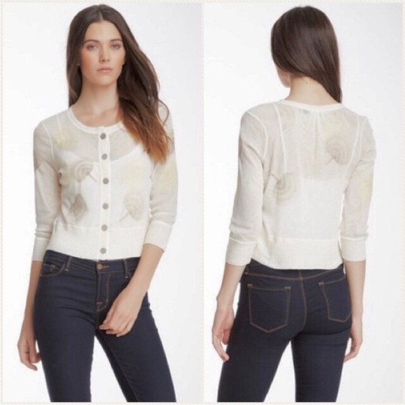 NIC+ZOE Sweaters - Nic + Zoé Mesh Fan Linen Blend Trim Cardigan Petite Med